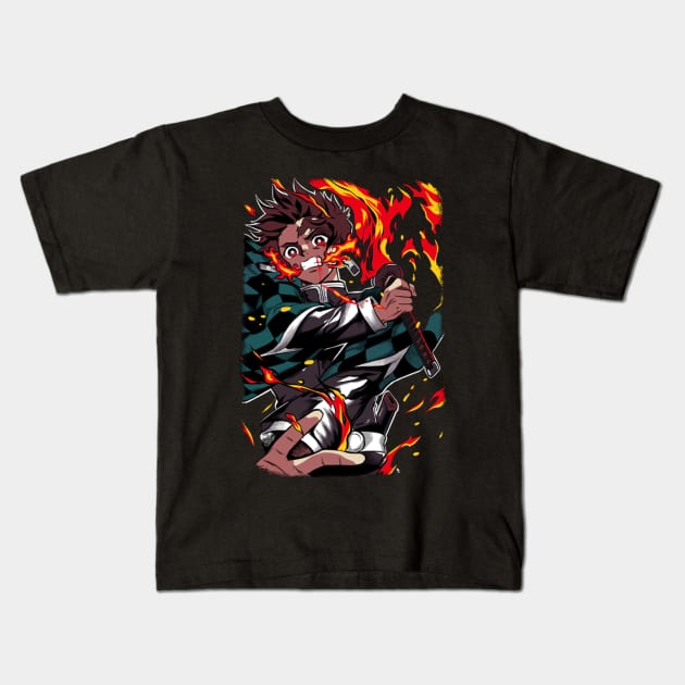 tanjiro Kids T-Shirt by pokermoment